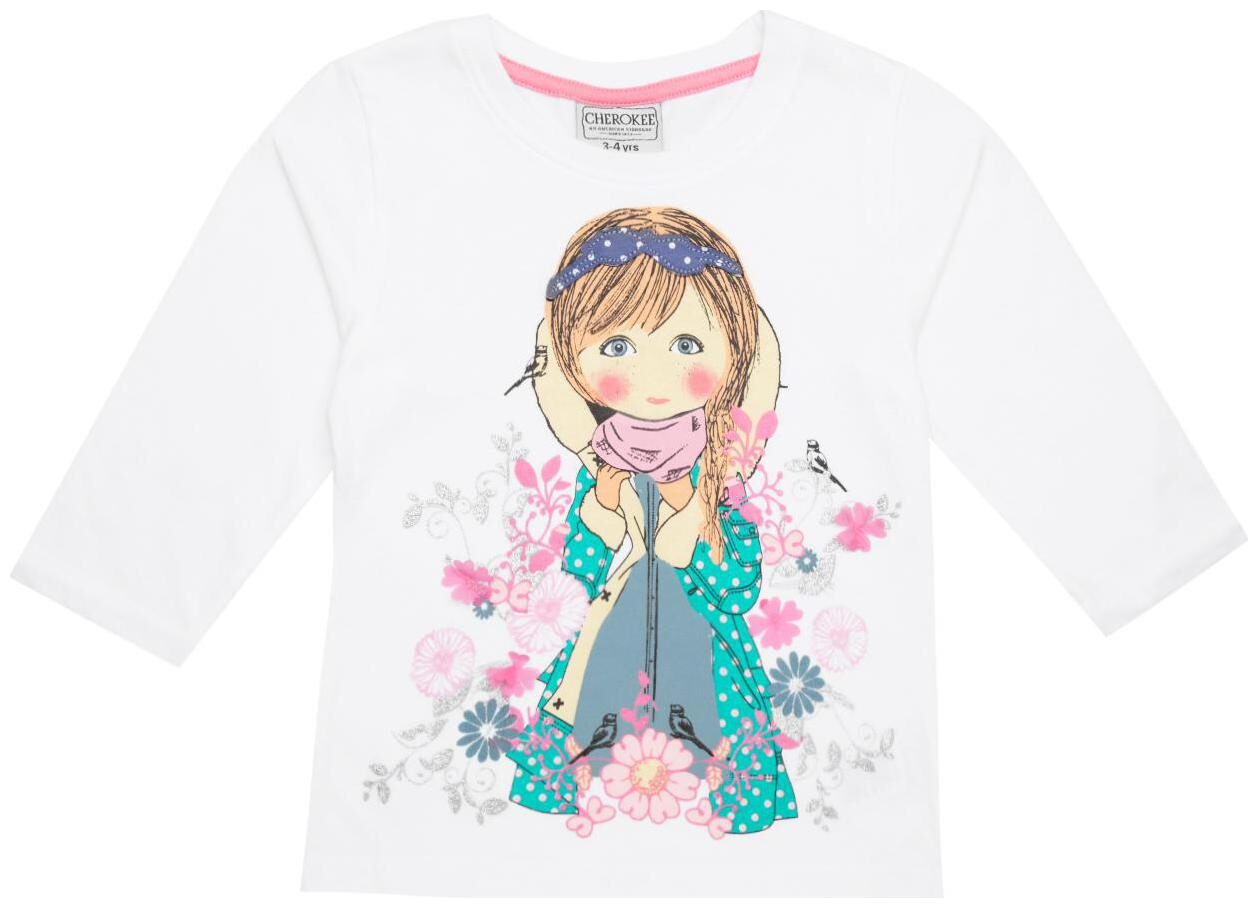 

CHEROKEE Cotton Printed T shirt for Baby Girl - White