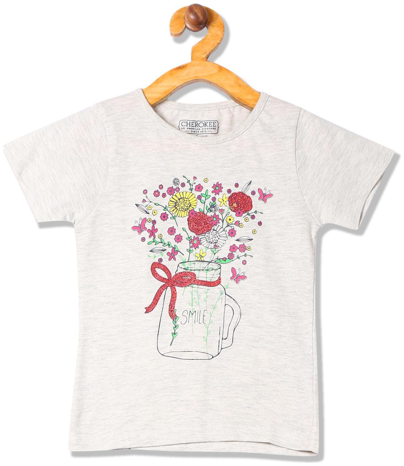 

CHEROKEE Cotton Printed T shirt for Baby Girl - Grey