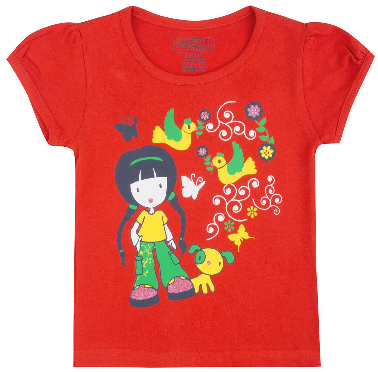 

CHEROKEE Cotton Printed T shirt for Baby Girl - Red