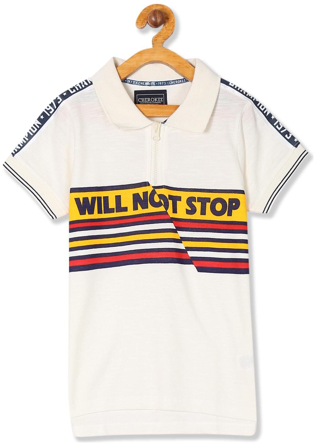 

CHEROKEE Cotton Colorblocked T shirt for Baby Boy - White