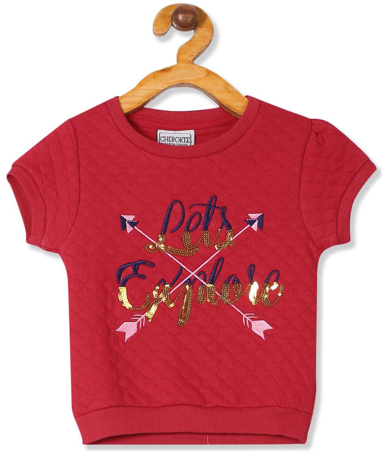 

CHEROKEE Cotton Embellished Top for Baby Girl - Red