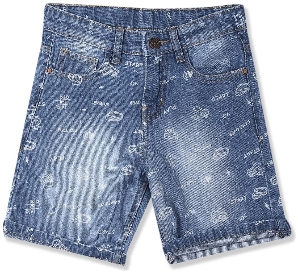 

CHEROKEE Cotton Blue Boys Printed Denim Shorts