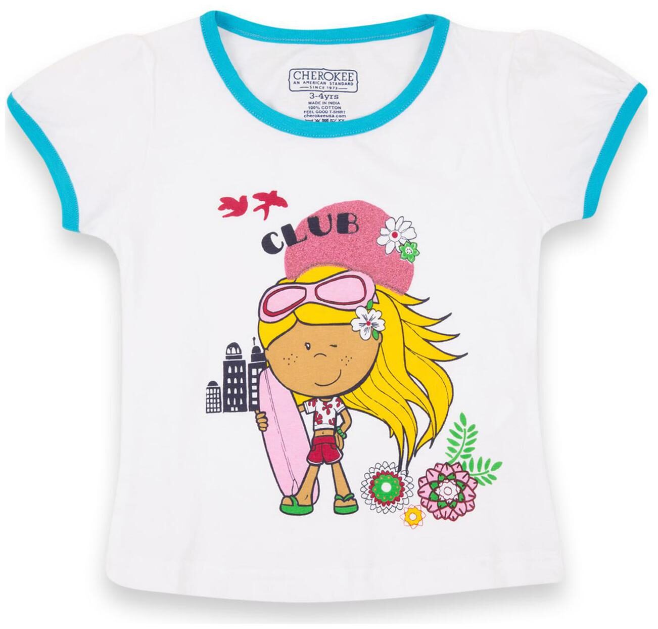 

CHEROKEE Cotton Printed T shirt for Baby Girl - White