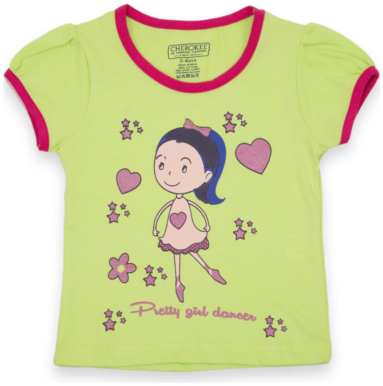 

CHEROKEE Cotton Printed T shirt for Baby Girl - Green
