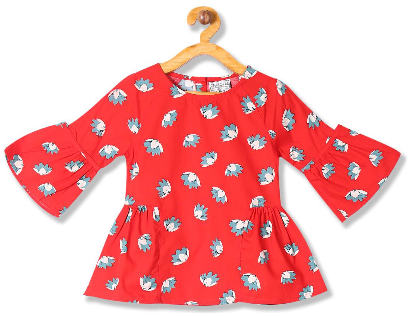 

CHEROKEE Cotton Printed Top for Baby Girl - Red