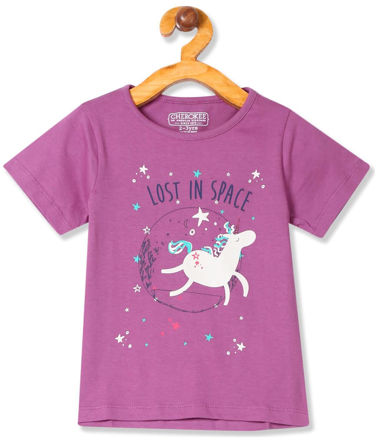 

CHEROKEE Cotton Printed T shirt for Baby Girl - Purple