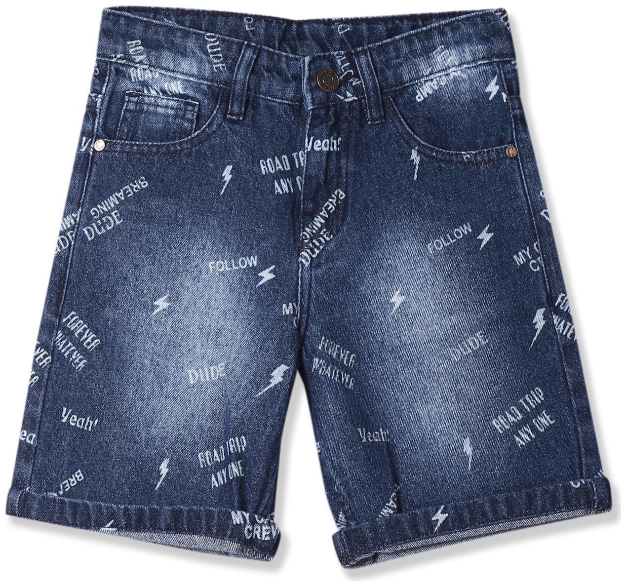 

CHEROKEE Cotton Blue Boys Washed Denim Shorts