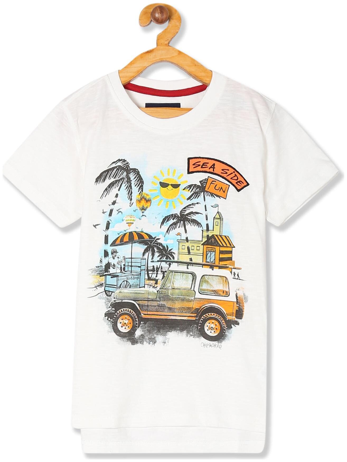 

CHEROKEE Cotton Printed T shirt for Baby Boy - White