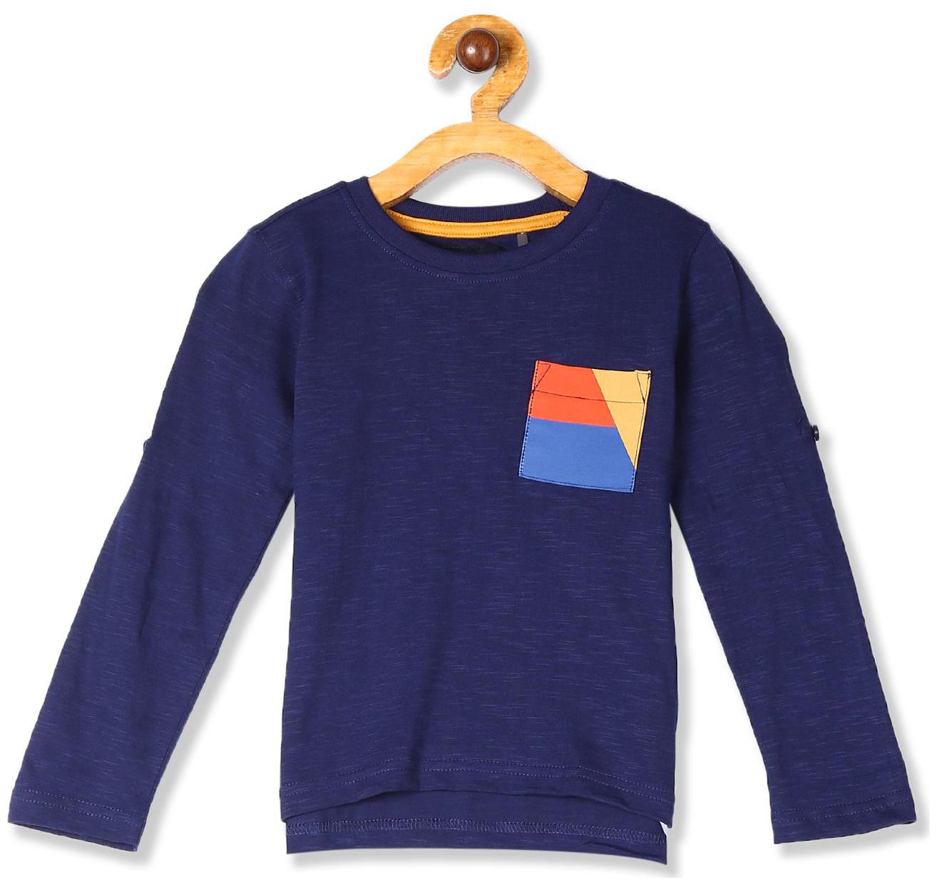 

CHEROKEE Cotton Solid T shirt for Baby Boy - Blue