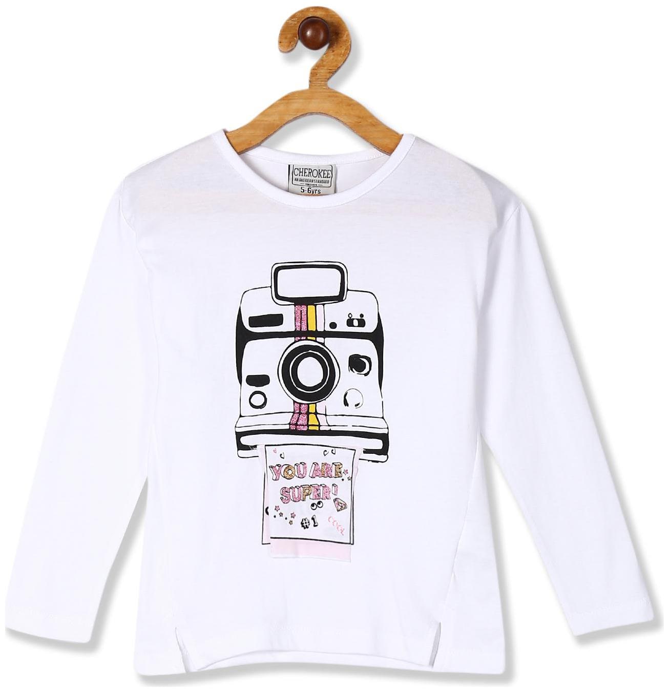 

CHEROKEE Cotton Printed T shirt for Baby Girl - White