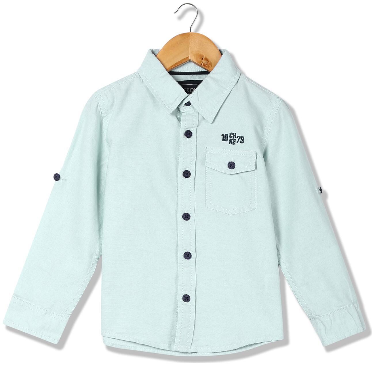 

CHEROKEE Cotton Solid Shirt for Baby Boy - Blue