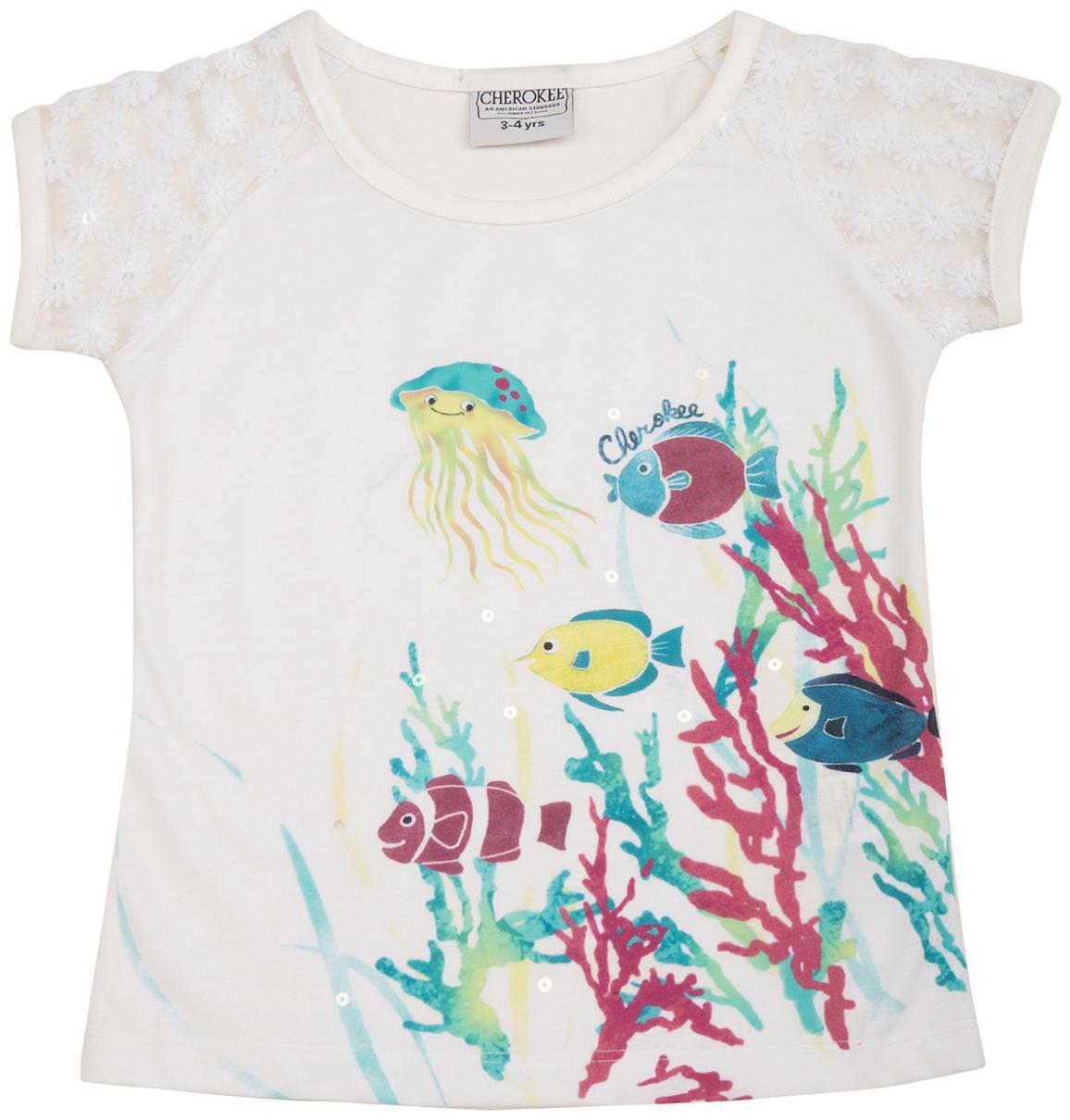 

CHEROKEE Cotton Printed Top for Baby Girl - White
