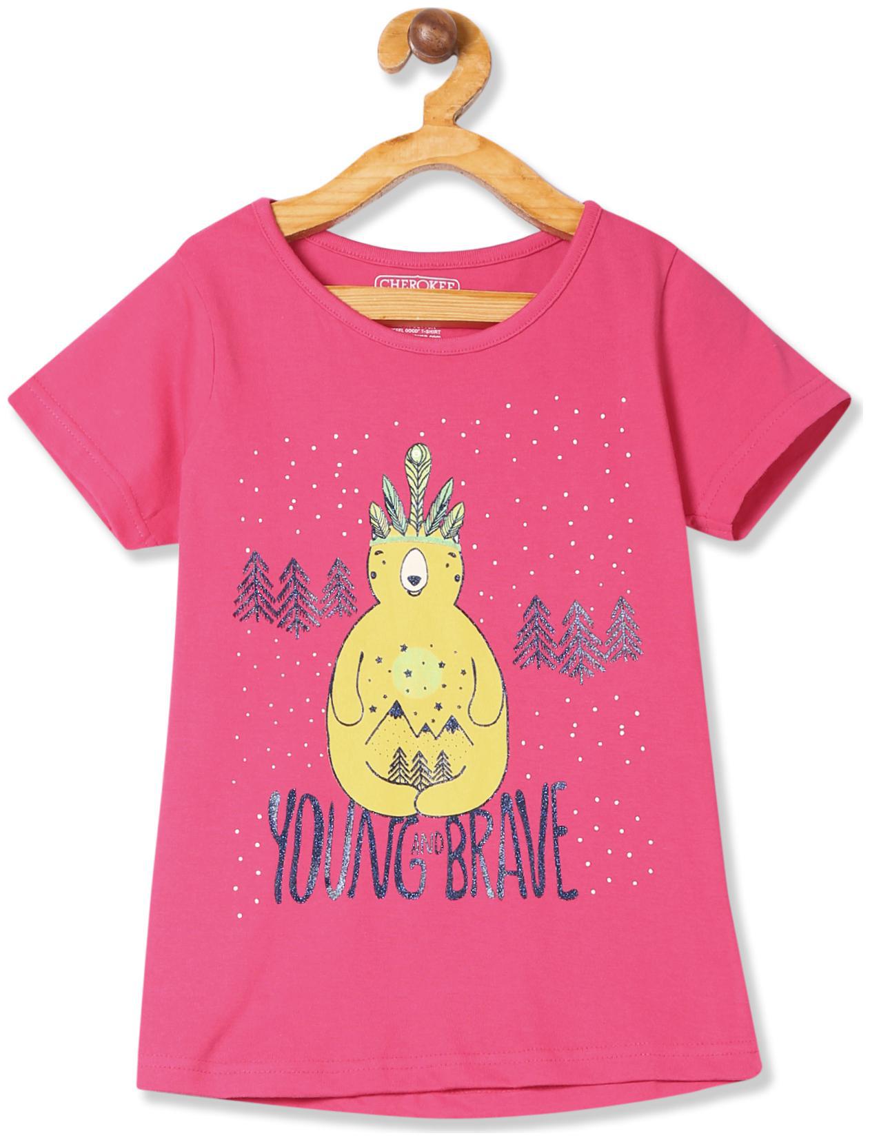 

CHEROKEE Cotton Printed T shirt for Baby Girl - Pink