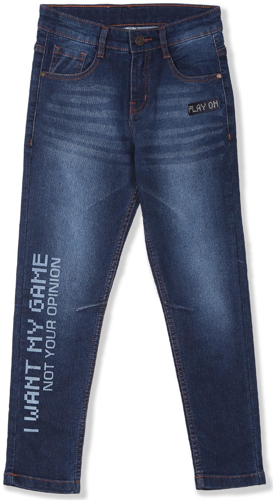 

CHEROKEE Cotton Blue Boys Slim Fit Washed Jeans