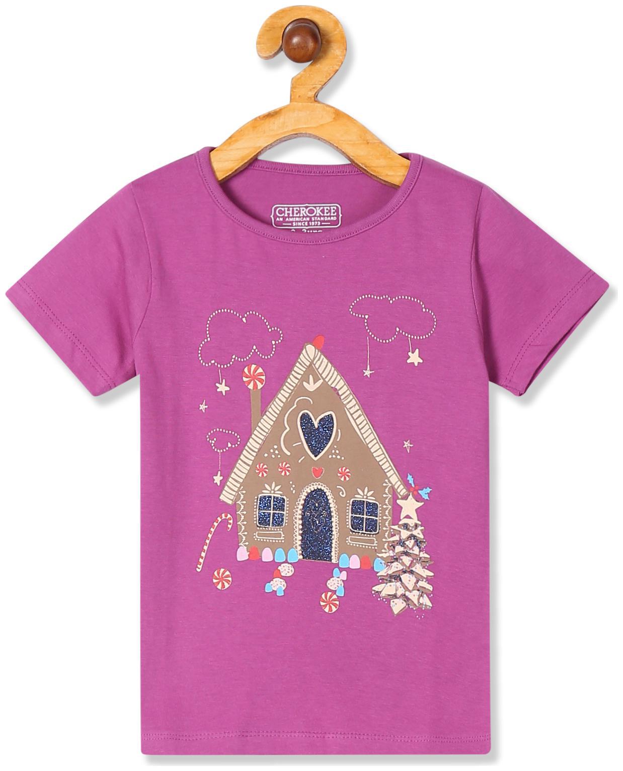 

CHEROKEE Cotton Printed T shirt for Baby Girl - Purple