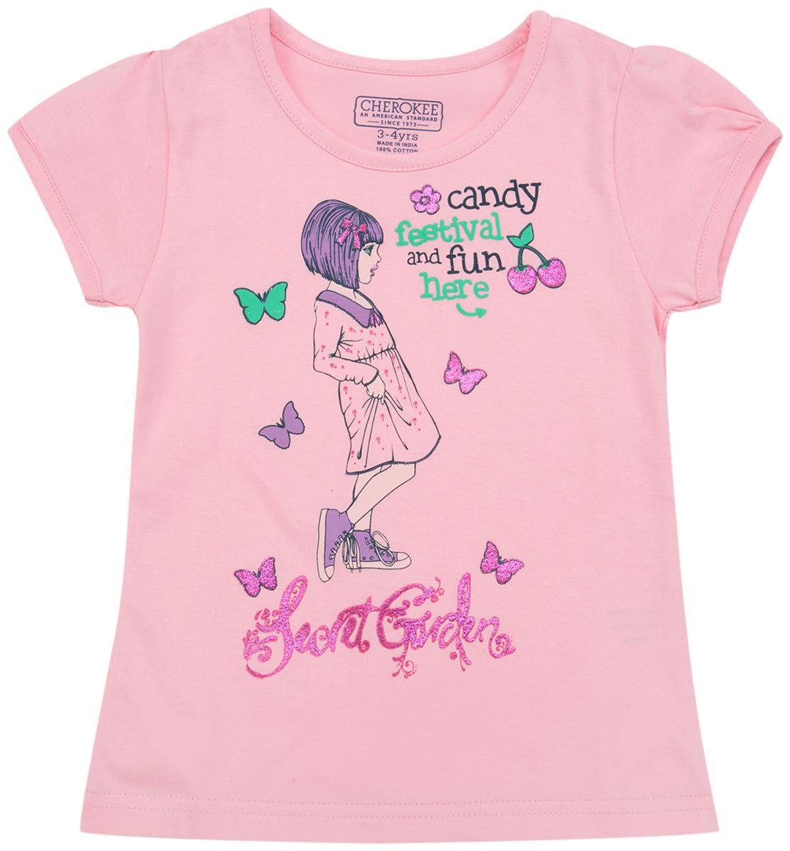 

CHEROKEE Cotton Printed T shirt for Baby Girl - Pink