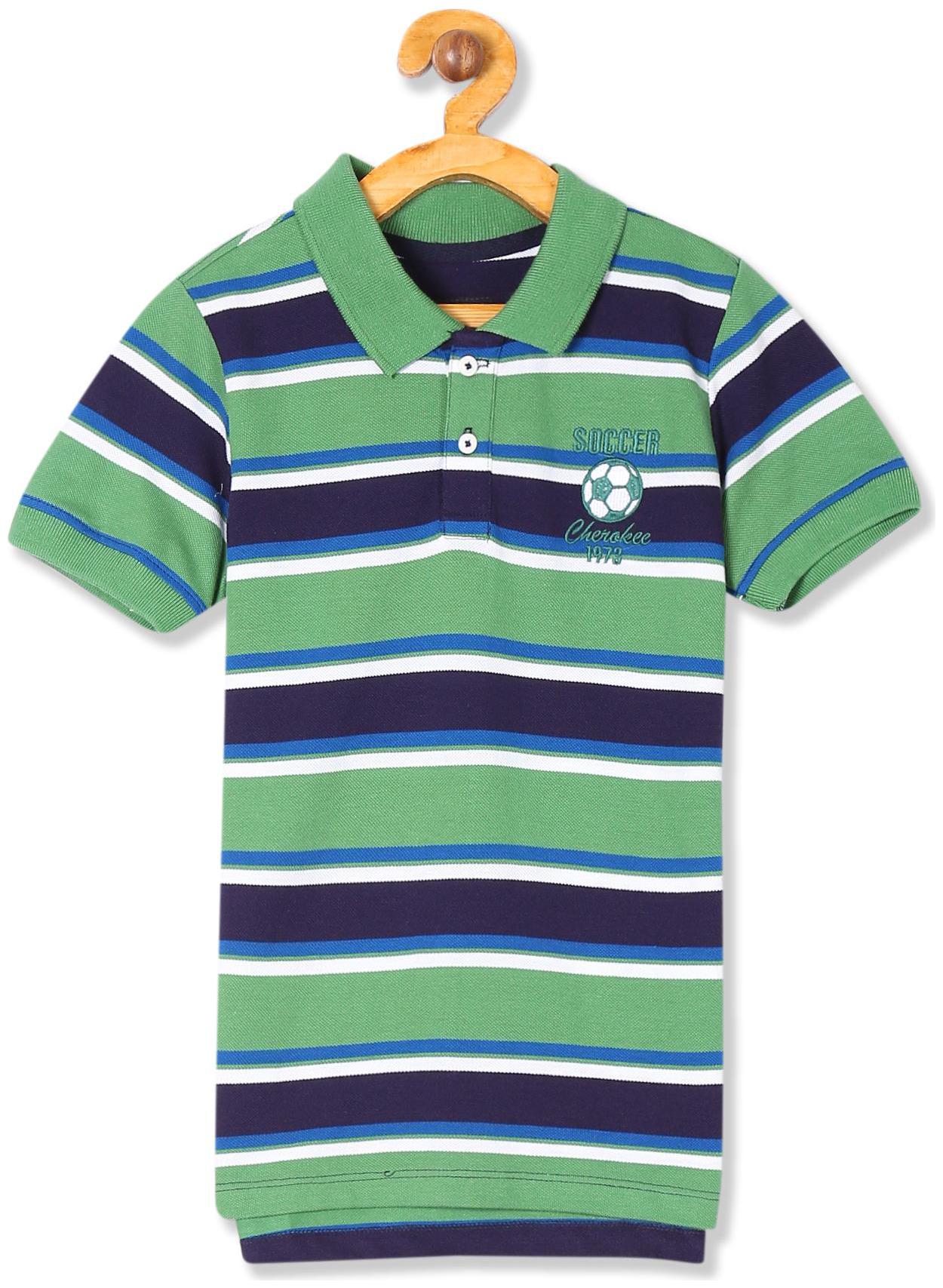 

CHEROKEE Cotton Striped T shirt for Baby Boy - Green