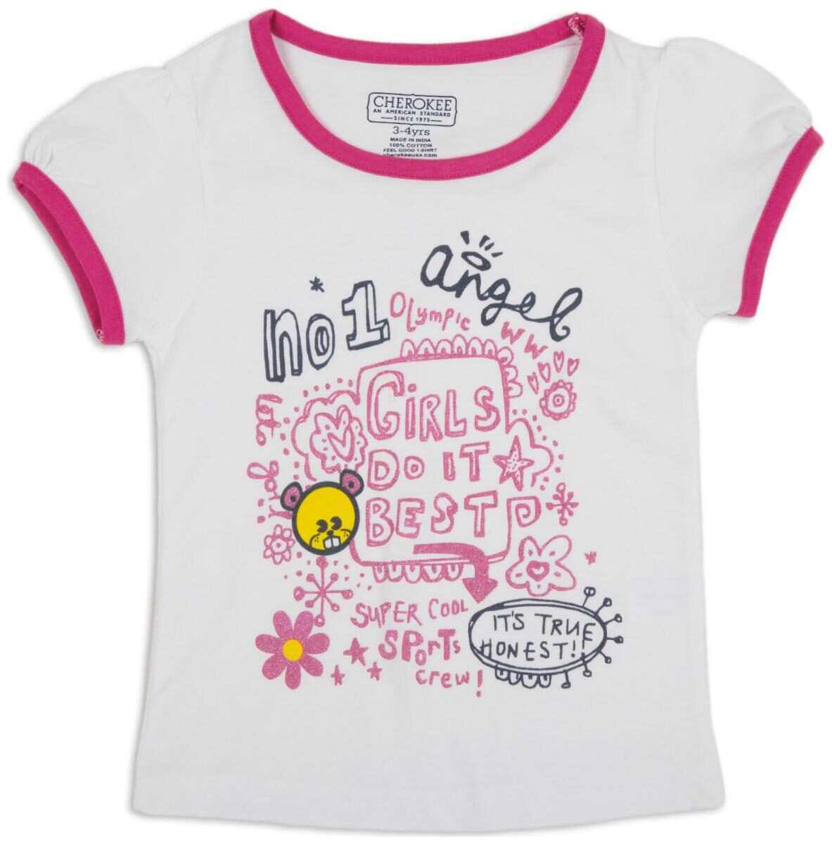 

CHEROKEE Cotton Printed T shirt for Baby Girl - White