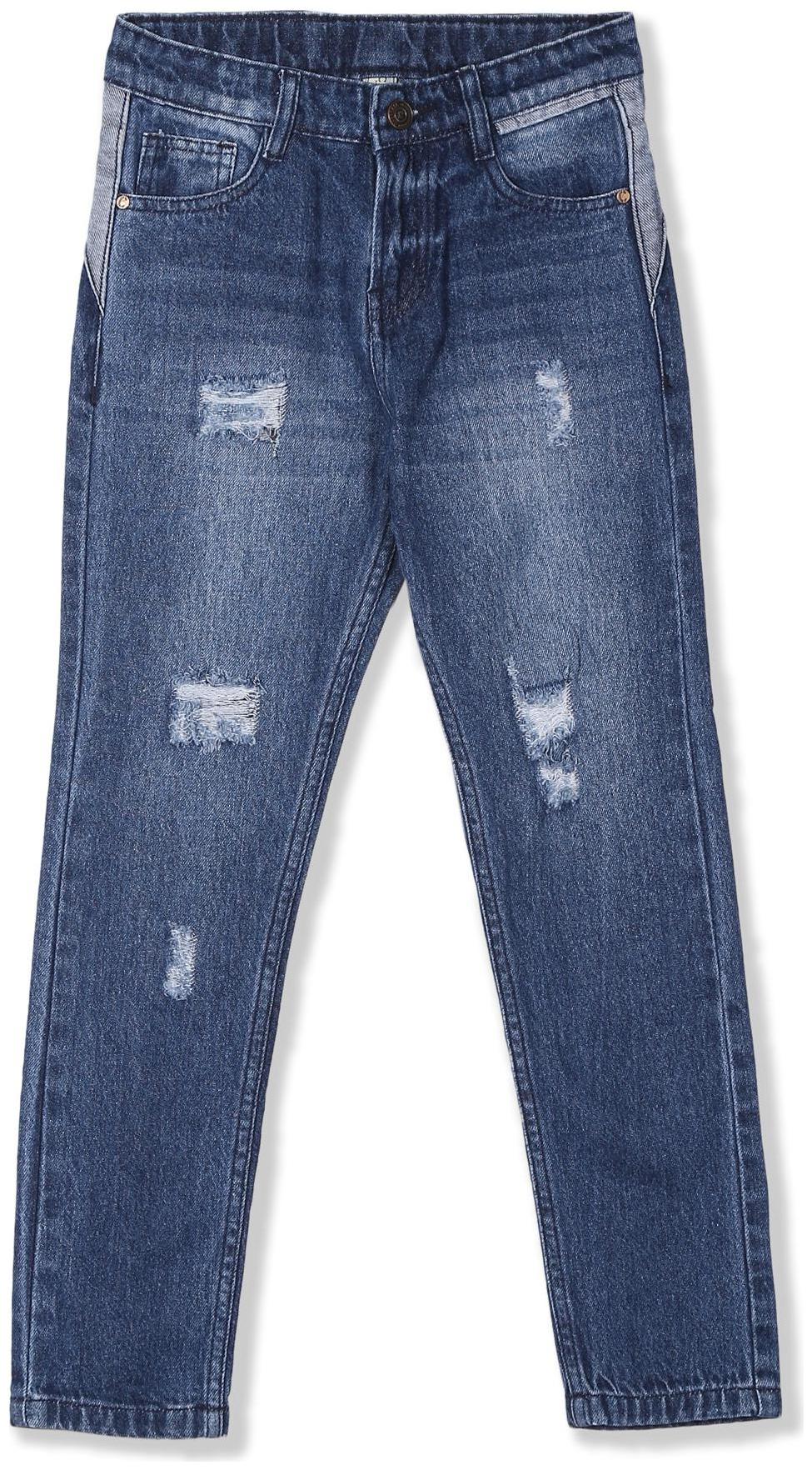 

CHEROKEE Cotton Blue Boys Slim Fit Distressed Jeans