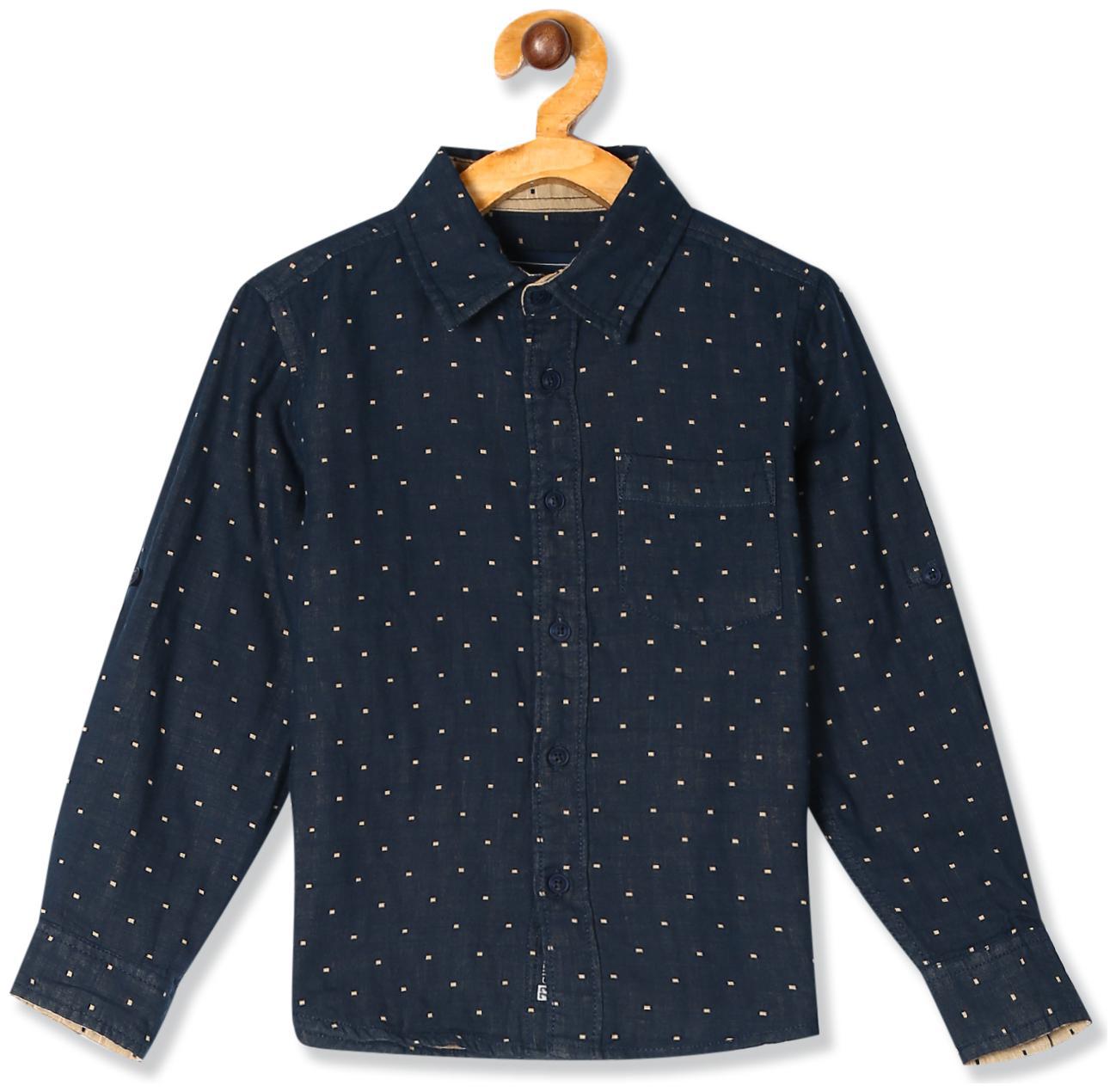 

CHEROKEE Cotton Self design Shirt for Baby Boy - Blue