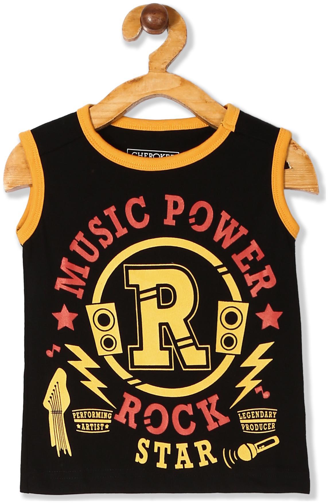 

CHEROKEE Cotton Printed T shirt for Baby Boy - Black