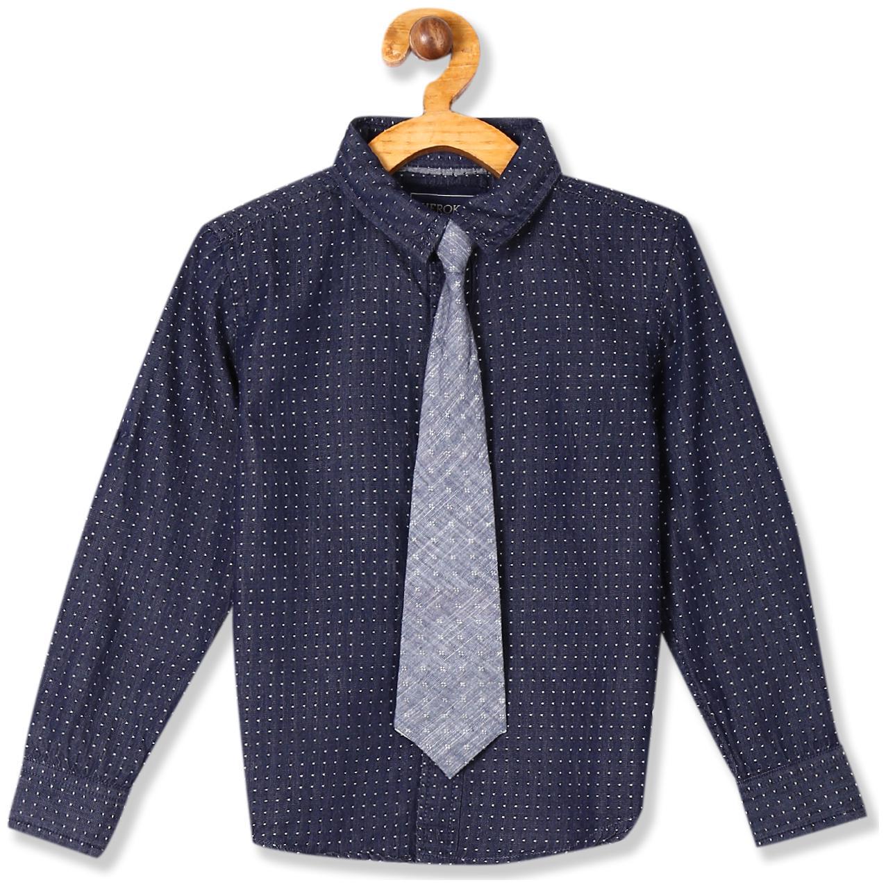 

CHEROKEE Cotton Self design Shirt for Baby Boy - Blue