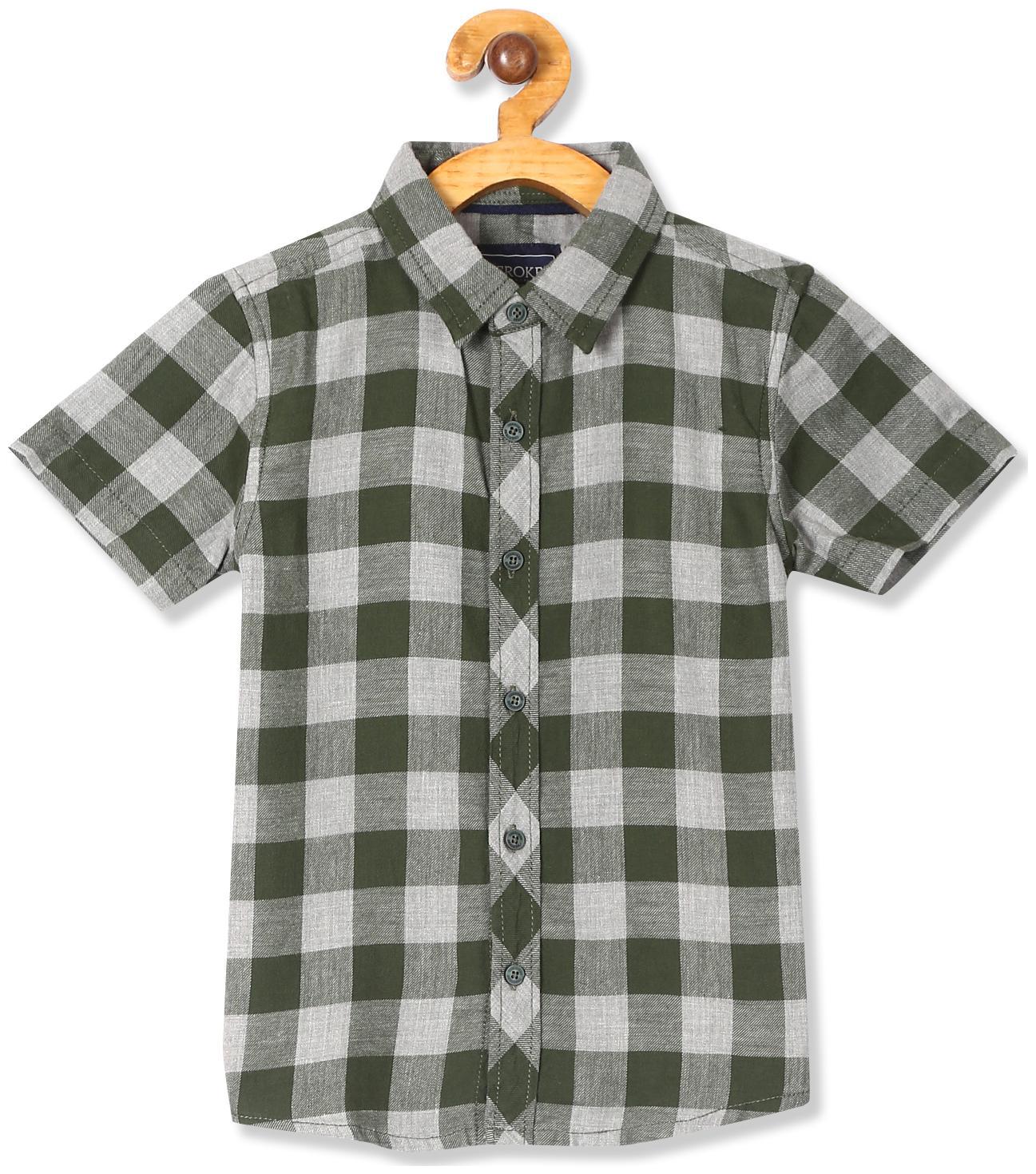 

CHEROKEE Cotton Checked Shirt for Baby Boy - Green Grey