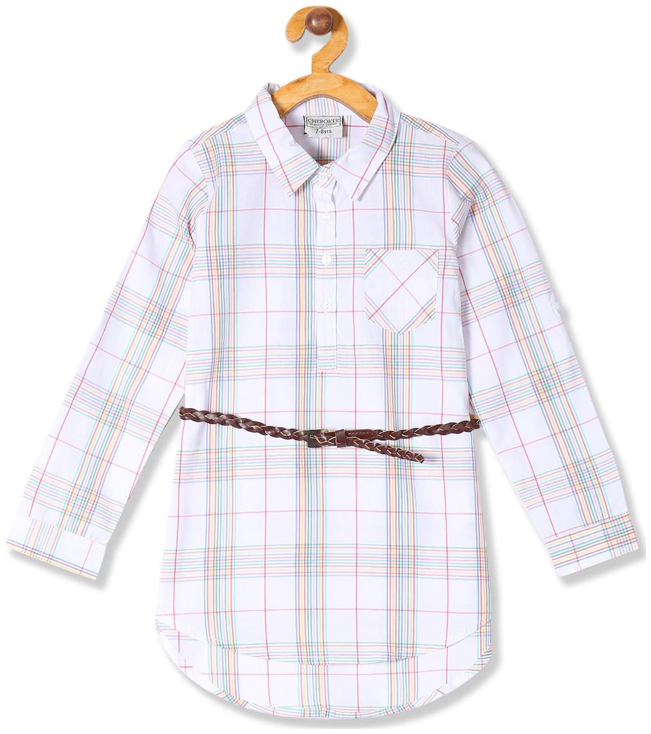

CHEROKEE Girl Cotton Checked Top - White