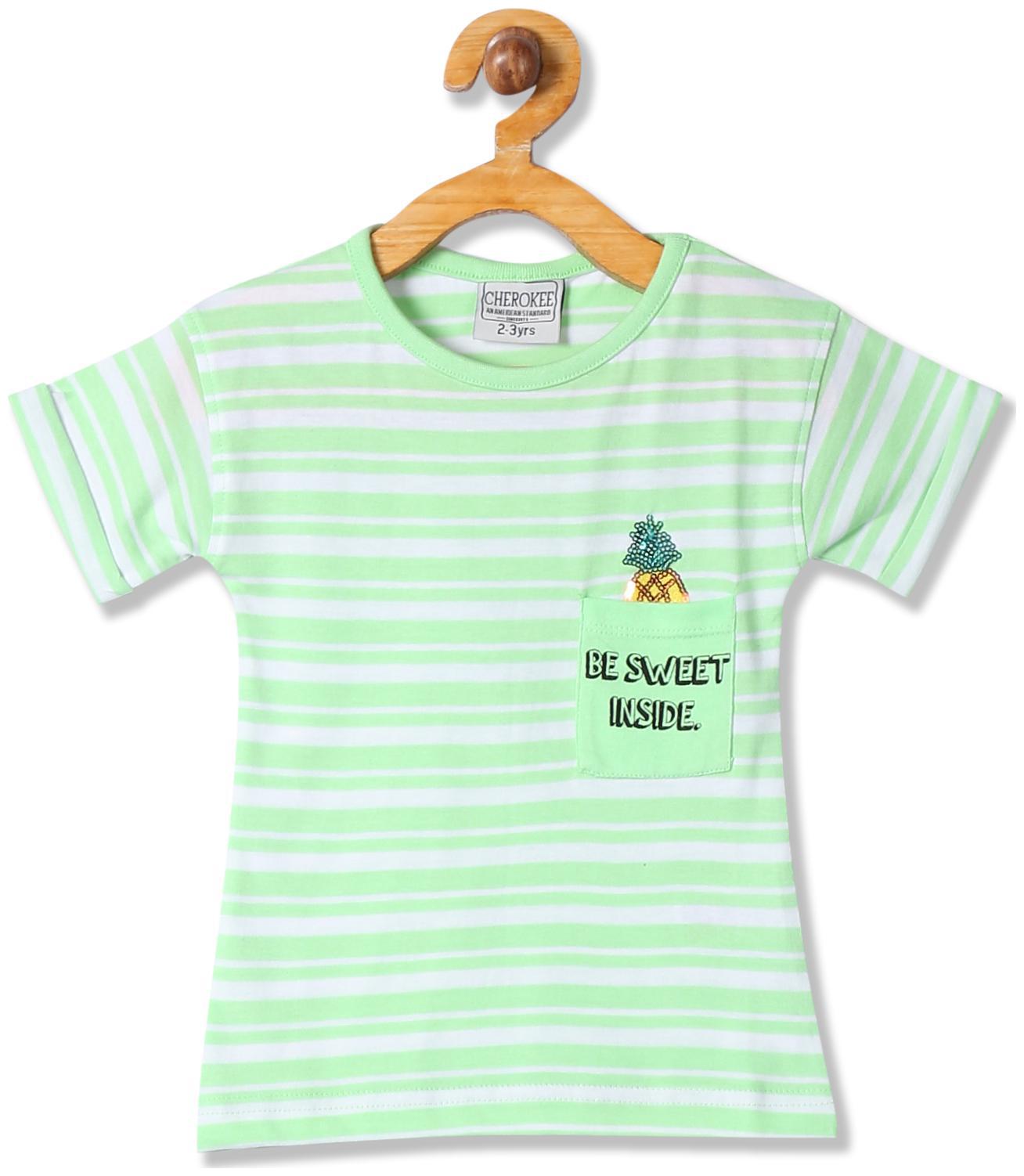 

CHEROKEE Girl Cotton Striped T shirt - Green