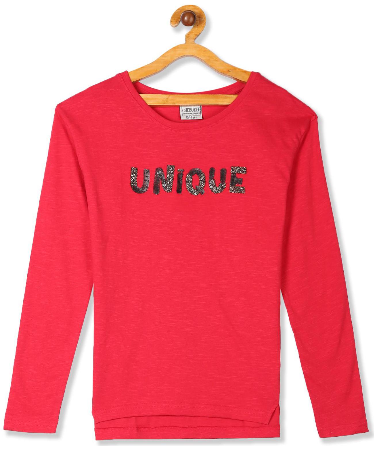 

CHEROKEE Girl Cotton Embellished T shirt - Red