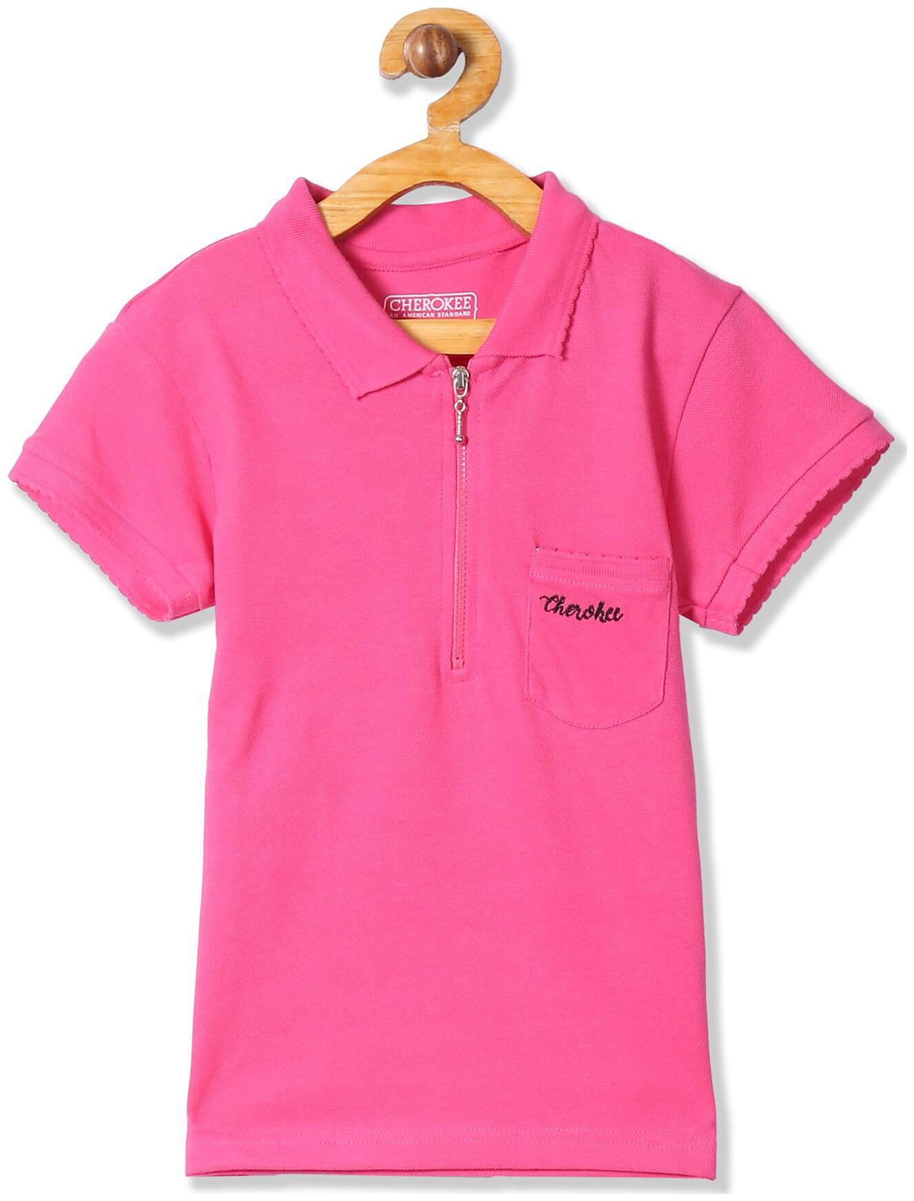 

CHEROKEE Girl Cotton Solid T shirt - Pink