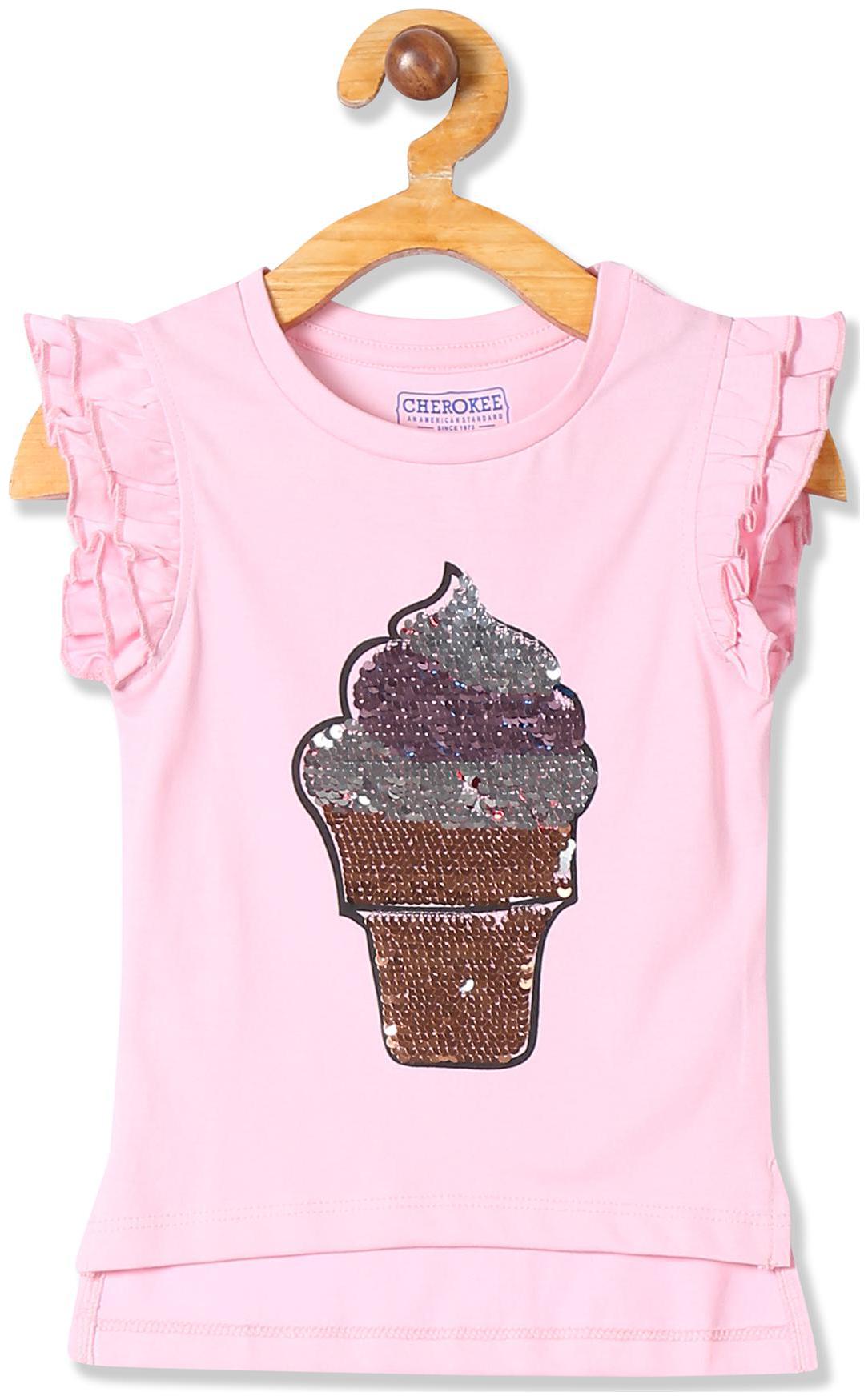 

CHEROKEE Girl Cotton Embellished Top - Pink