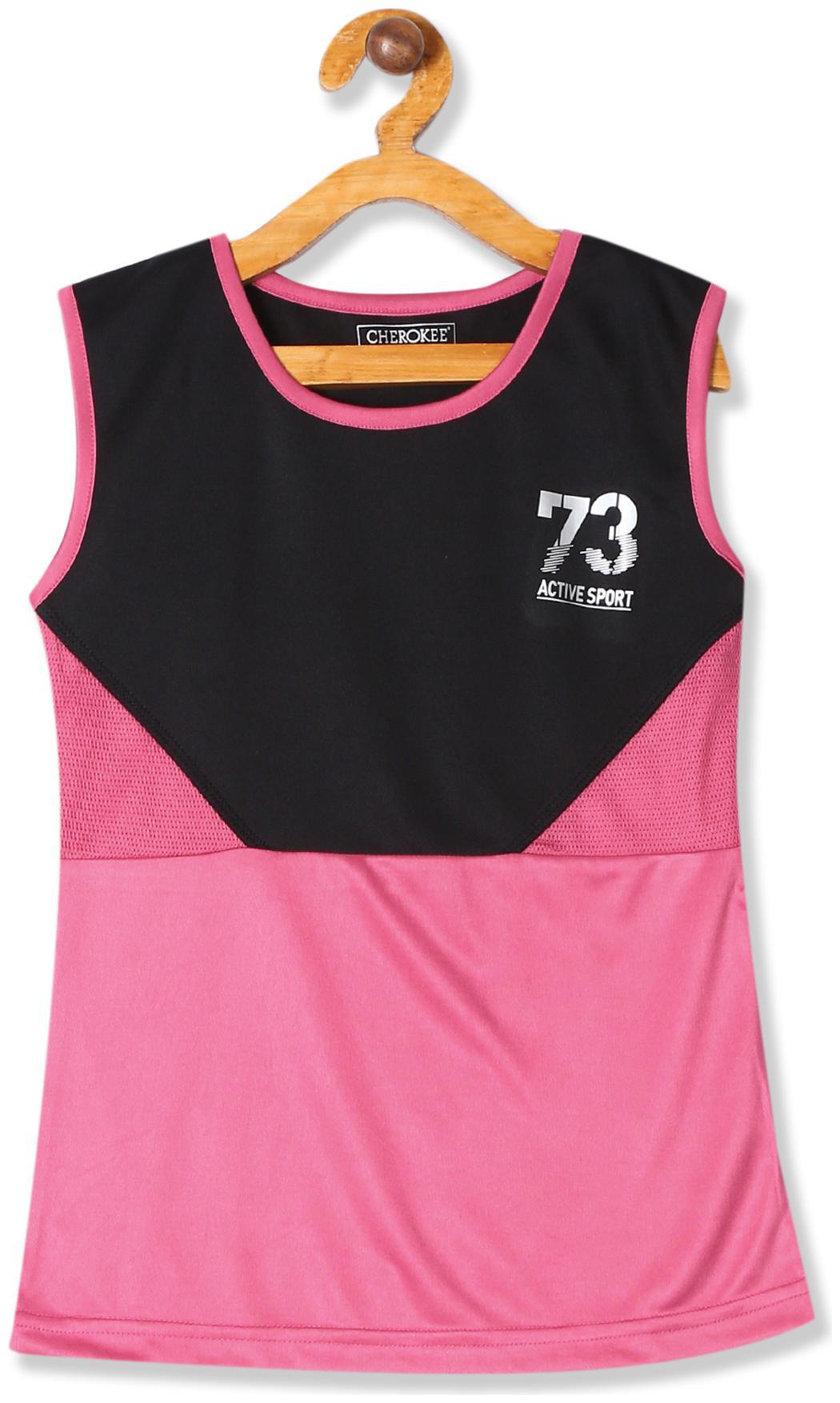 

CHEROKEE Girl Polyester Colorblocked Top - Pink