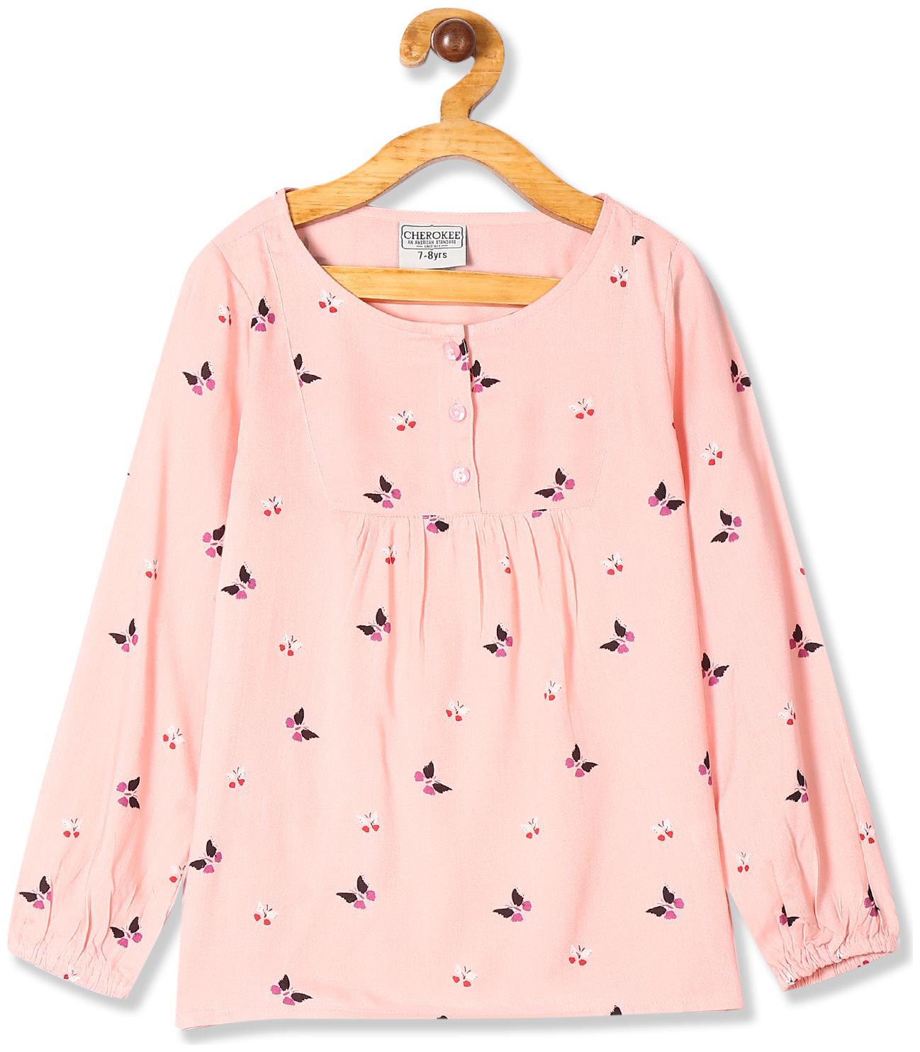 

CHEROKEE Girl Rayon Printed Top - Pink