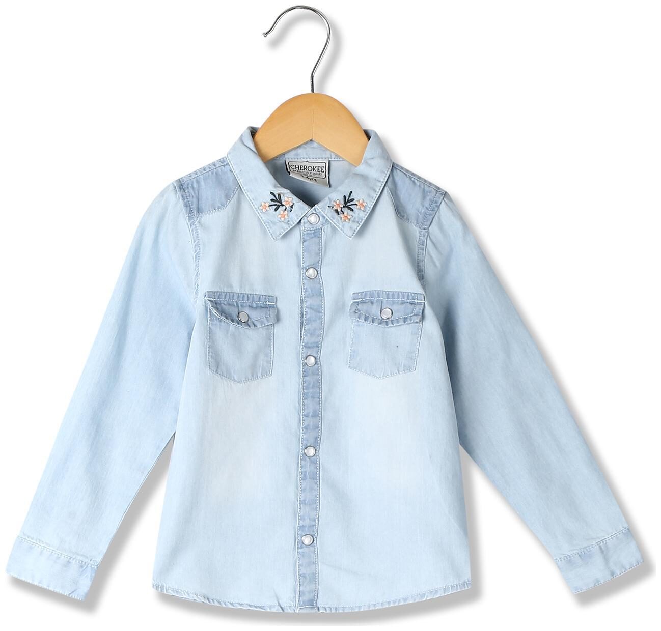 

CHEROKEE Girl Cotton Solid Shirt - Blue