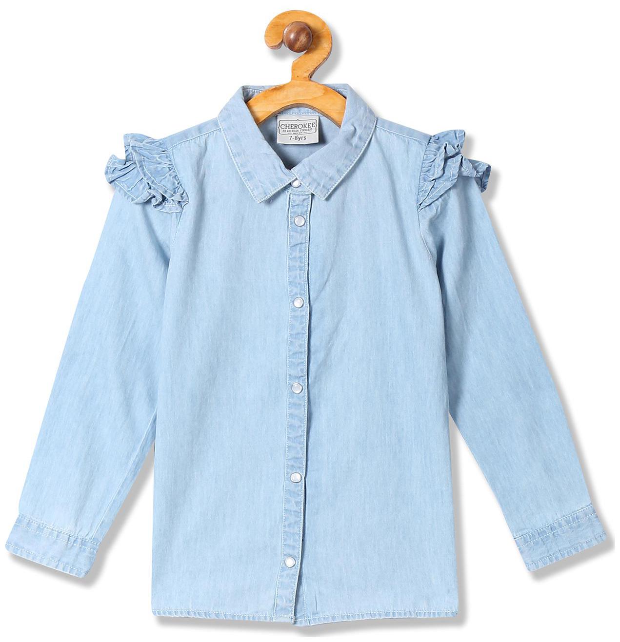 

CHEROKEE Girl Cotton Solid Shirt - Blue