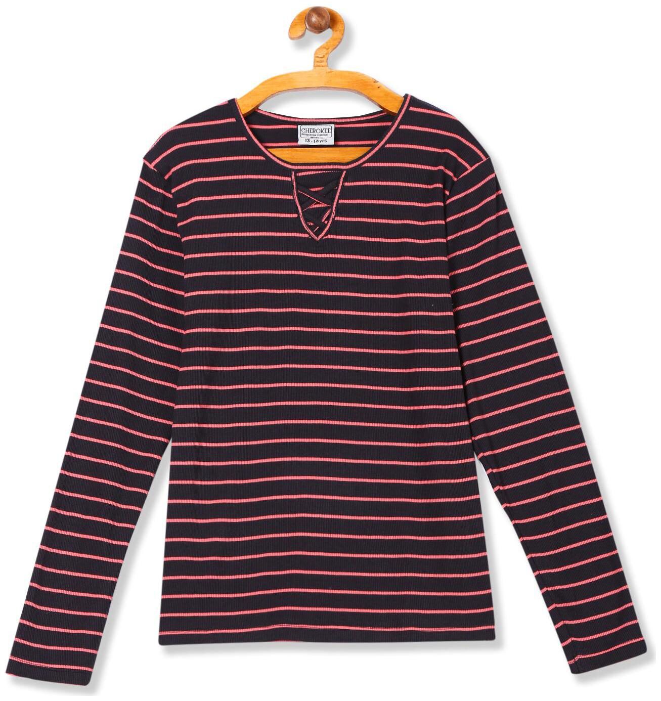 

CHEROKEE Girl Cotton Striped Top - Blue