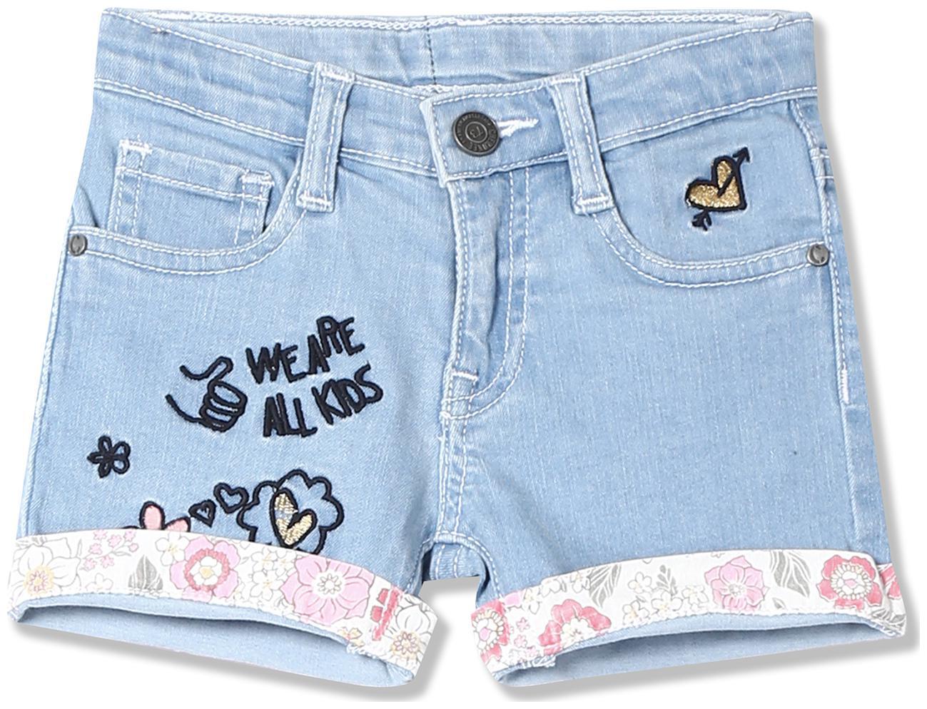 

CHEROKEE Girl Cotton blend Embroidered Denim shorts - Blue
