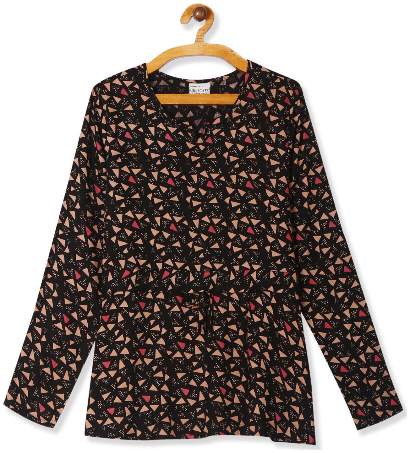 

CHEROKEE Girl Rayon Printed Top - Black