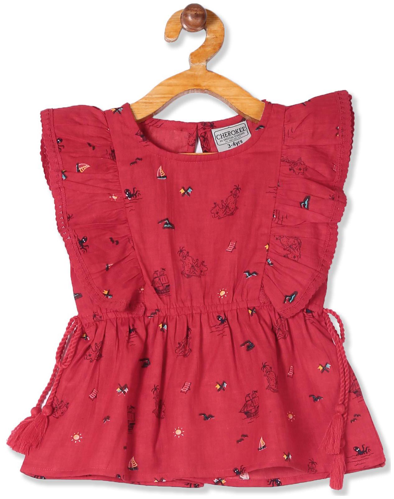 

CHEROKEE Girl Cotton blend Printed Top - Red