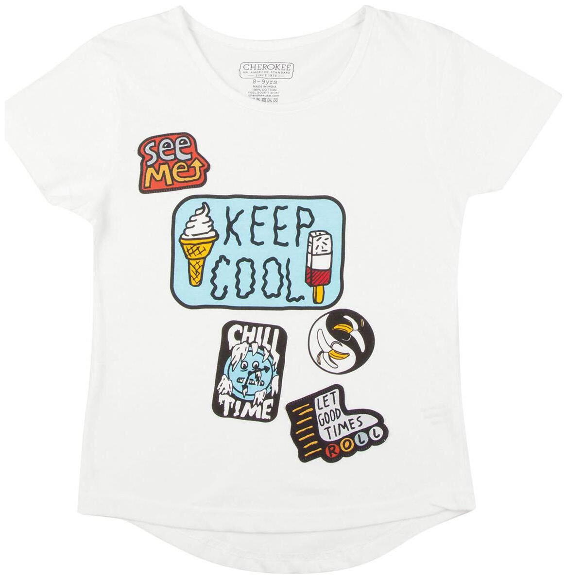 

CHEROKEE Girl Cotton Printed Top - White
