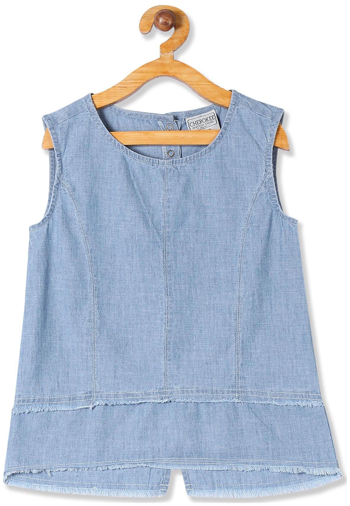 

CHEROKEE Girl Cotton Solid Top - Blue