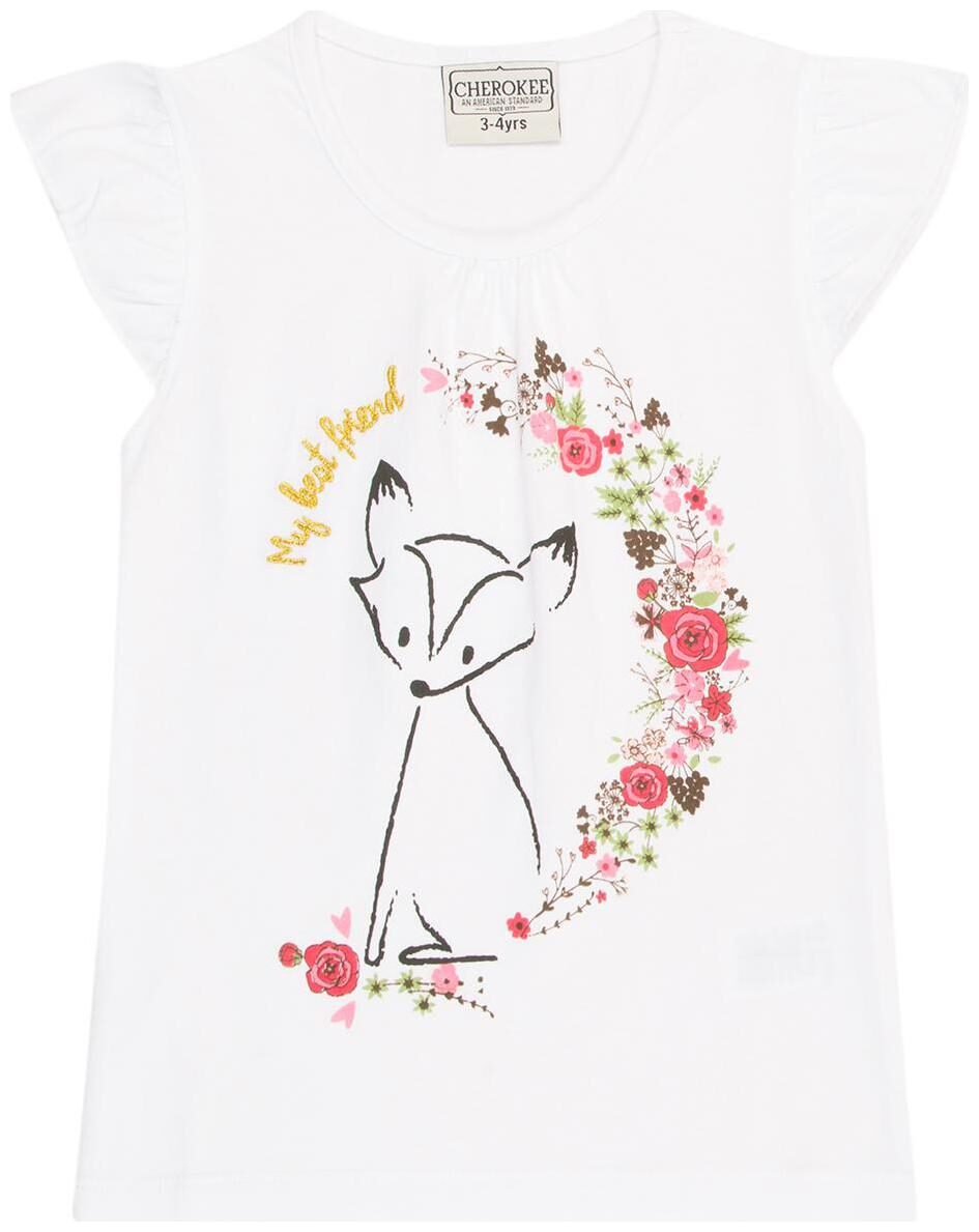 

CHEROKEE Girl Cotton Printed Top - White