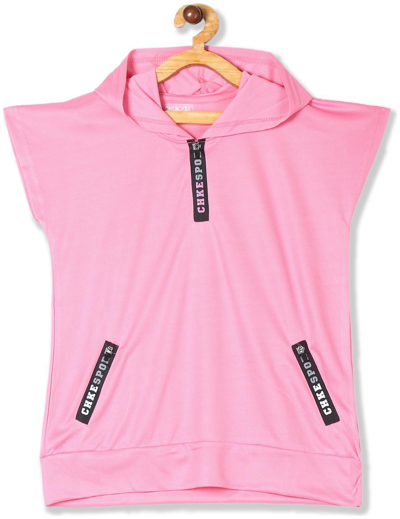 

CHEROKEE Girl Polyester Self design T shirt - Pink