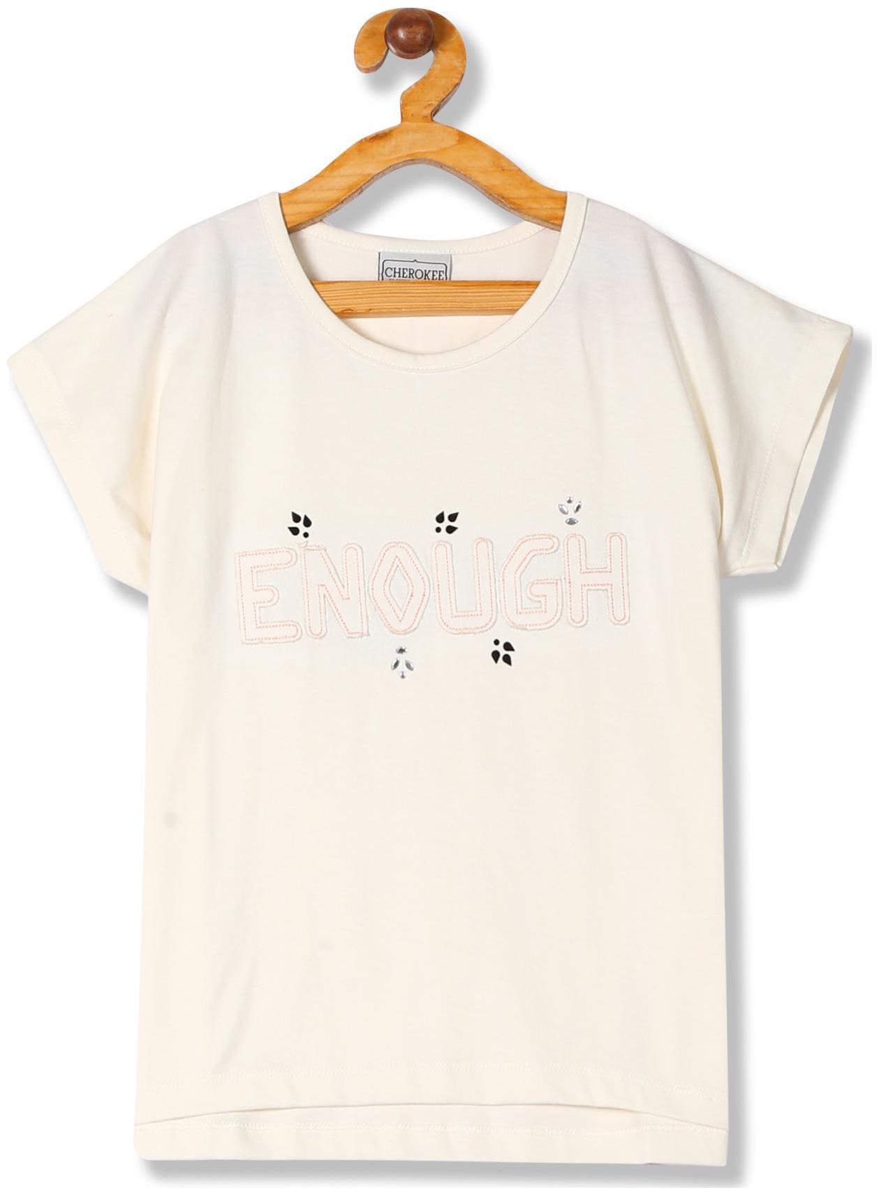 

CHEROKEE Girl Cotton Embellished T shirt - White