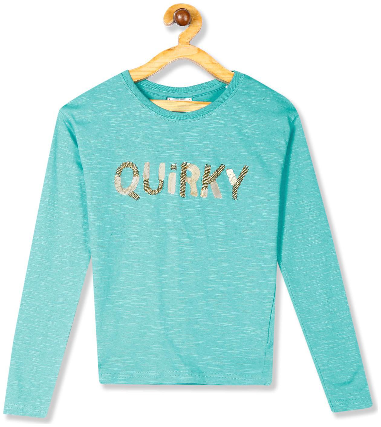 

CHEROKEE Girl Cotton Embellished T shirt - Green