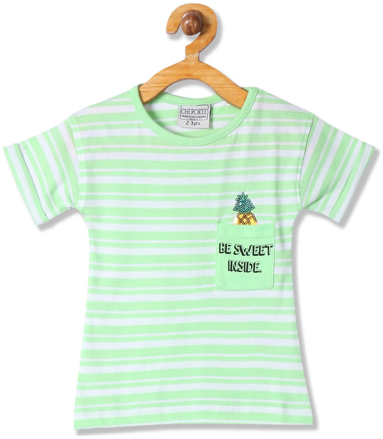 

CHEROKEE Girl Cotton Striped T shirt - Green