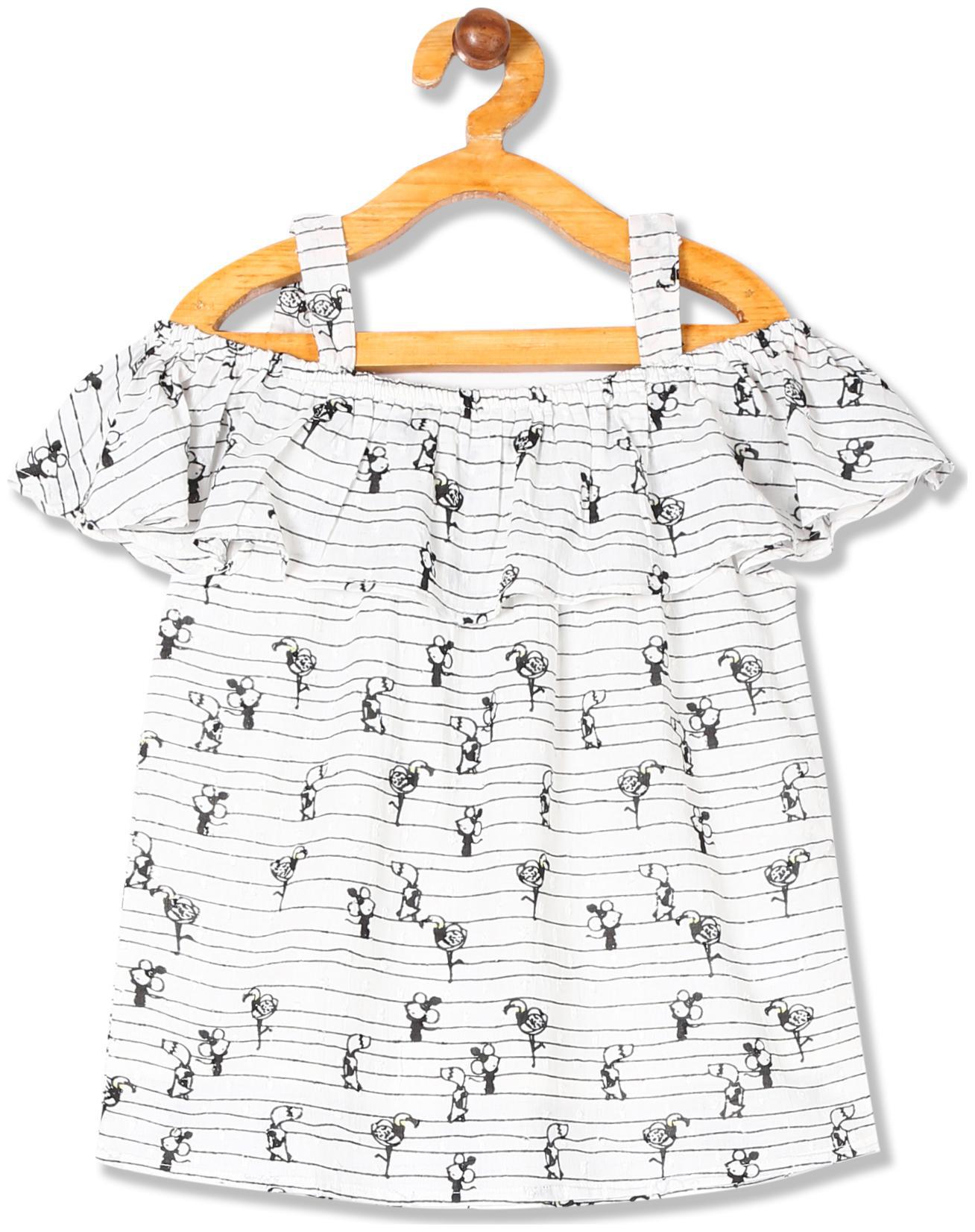 

CHEROKEE Girl Cotton Printed Top - White