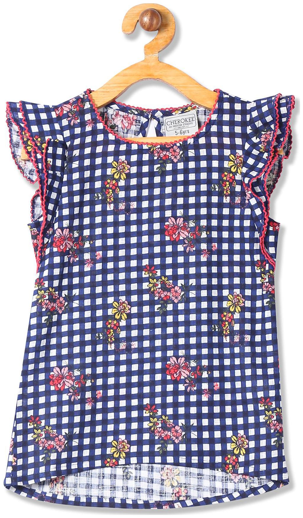 

CHEROKEE Girl Cotton Printed Top - Blue
