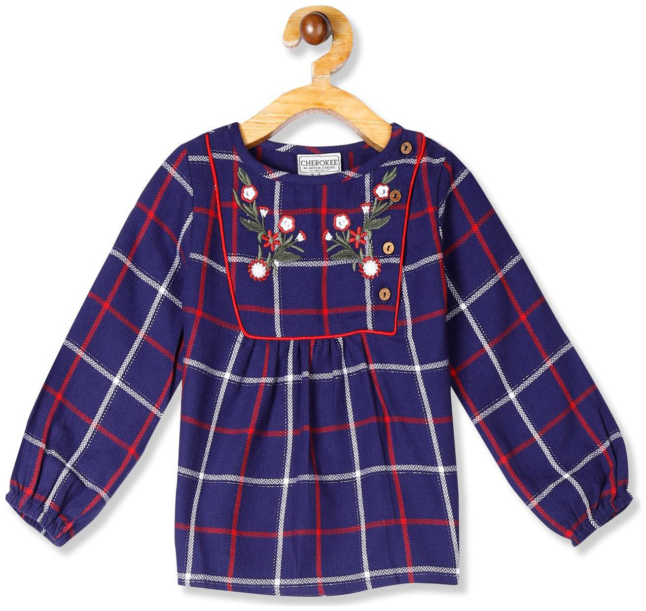 

CHEROKEE Girl Cotton Checked Top - Blue